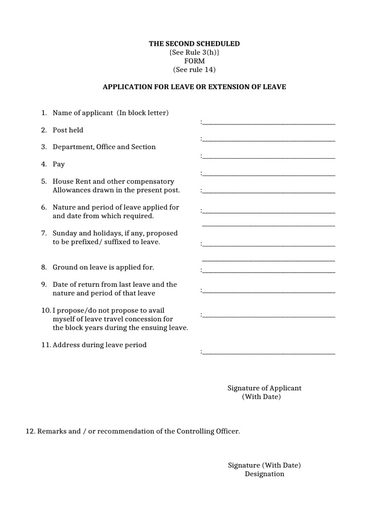Leave Application Form Template | PDF