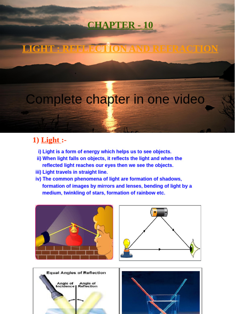 Light Reflection and Refraction Guide | PDF | Mirror | Refraction