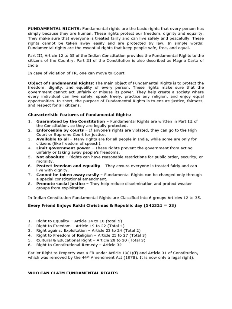 Fundamental_Rights | PDF | Writ | Justice