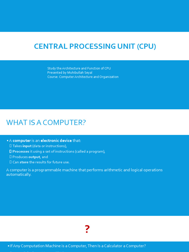 Central Processing Unit CPU W5 | PDF | Central Processing Unit | Multi ...