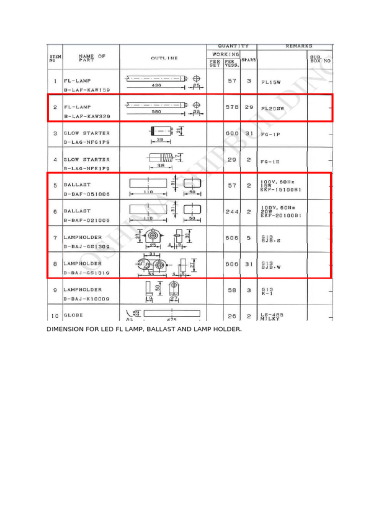 Dimension For Led FL Lamp | PDF