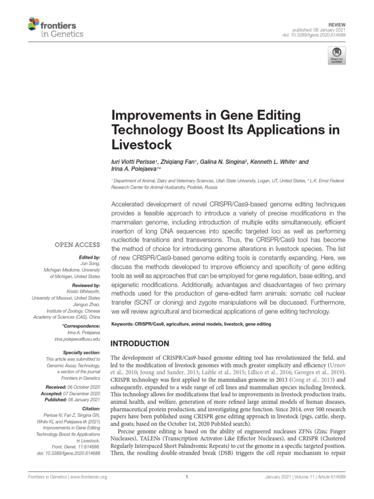 Gene Editing Advances in Livestock | PDF | Crispr | Dna