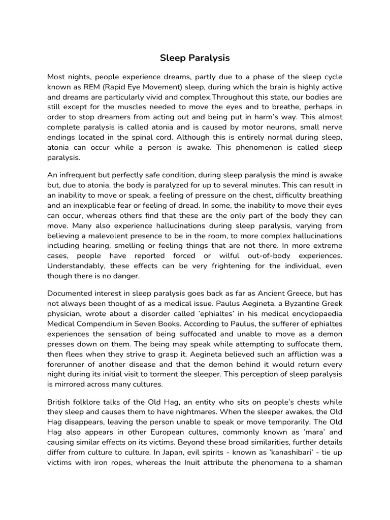 Understanding Sleep Paralysis Causes | PDF | Sleep | Neuroscience