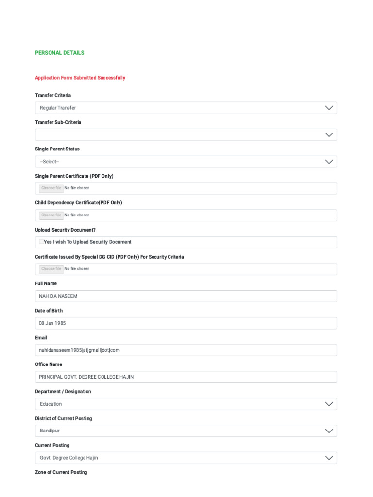 Transfer Application for Education Employee | PDF | Human Rights ...