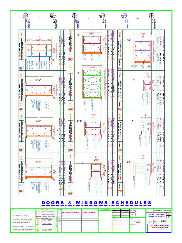 Doors and Windows Schedule for Residence | PDF | Architectural Elements ...