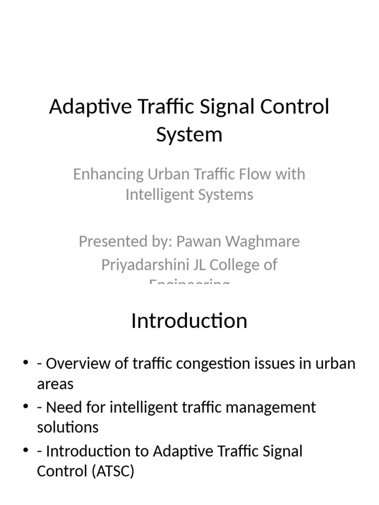 Adaptive Traffic Signal Control Overview | PDF | Internet Of Things ...
