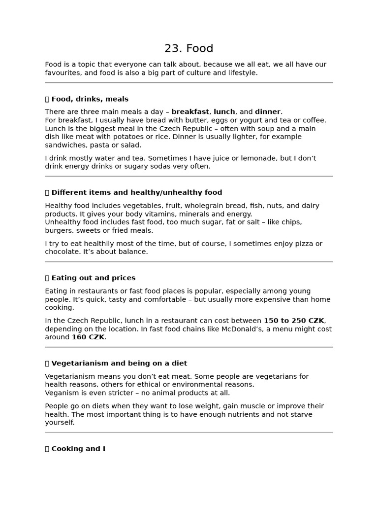 23. Food | PDF | Lunch | Meal