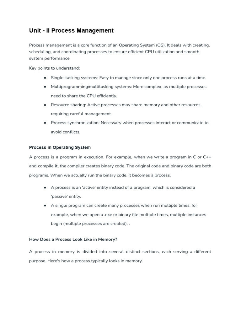Understanding Process Management in OS | PDF | Thread (Computing ...