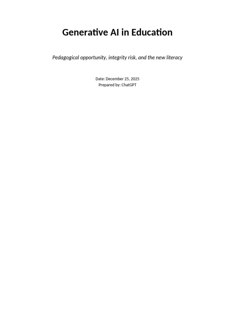 Generative AI's Role in Education Risks | PDF | Artificial Intelligence ...
