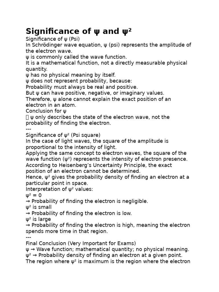 Significance of ψ and ψ² | PDF