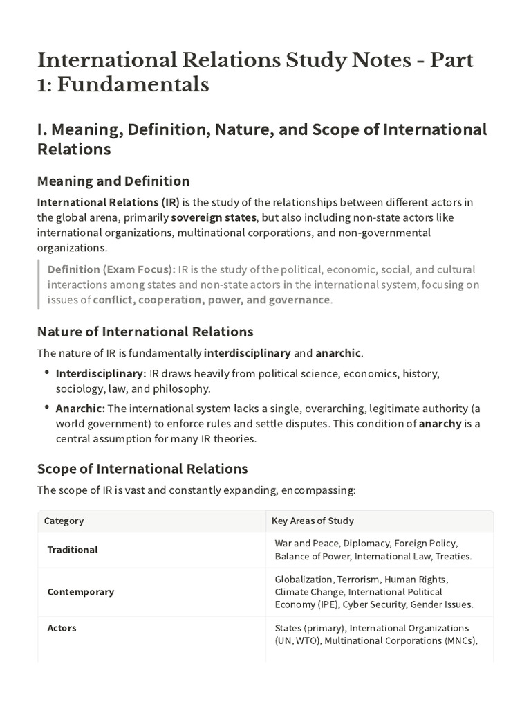 International Relations Fundamentals Overview | PDF | International ...