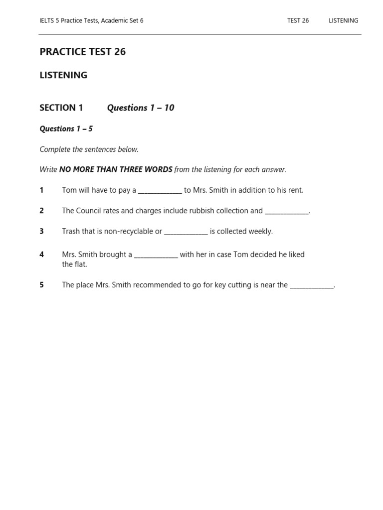 IELTS Listening Practice Test 26 | PDF | International English Language ...