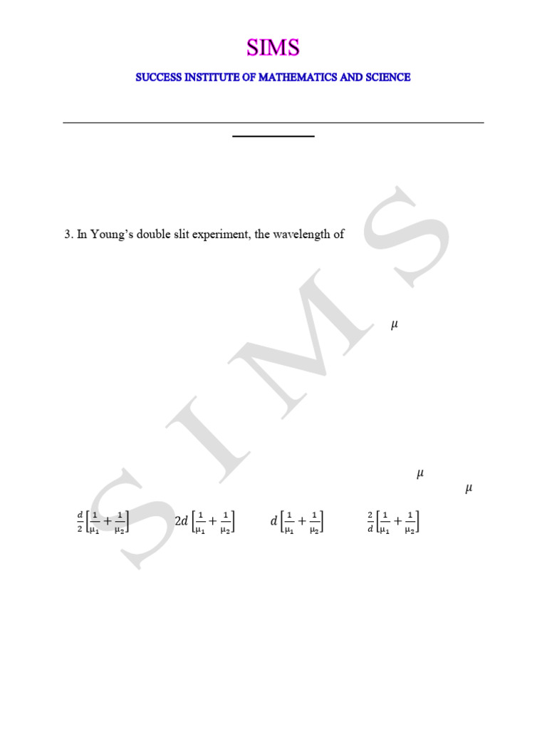 Physics Worksheet: Ray & Wave Optics | PDF | Optics | Refractive Index