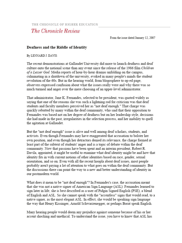 Deaf Identity and Cultural Politics | PDF | American Sign Language ...