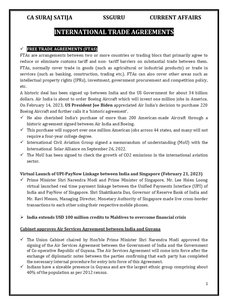 Key International Trade Agreements 2023 | PDF | International Relations ...