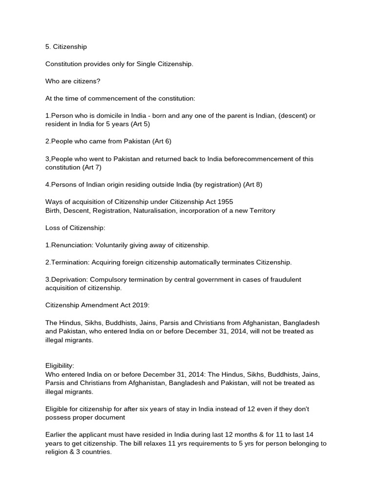 Understanding Indian Citizenship Laws | PDF