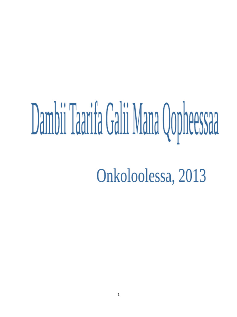 Dambii Taarifa Galii Mana Qophesa2013 | PDF
