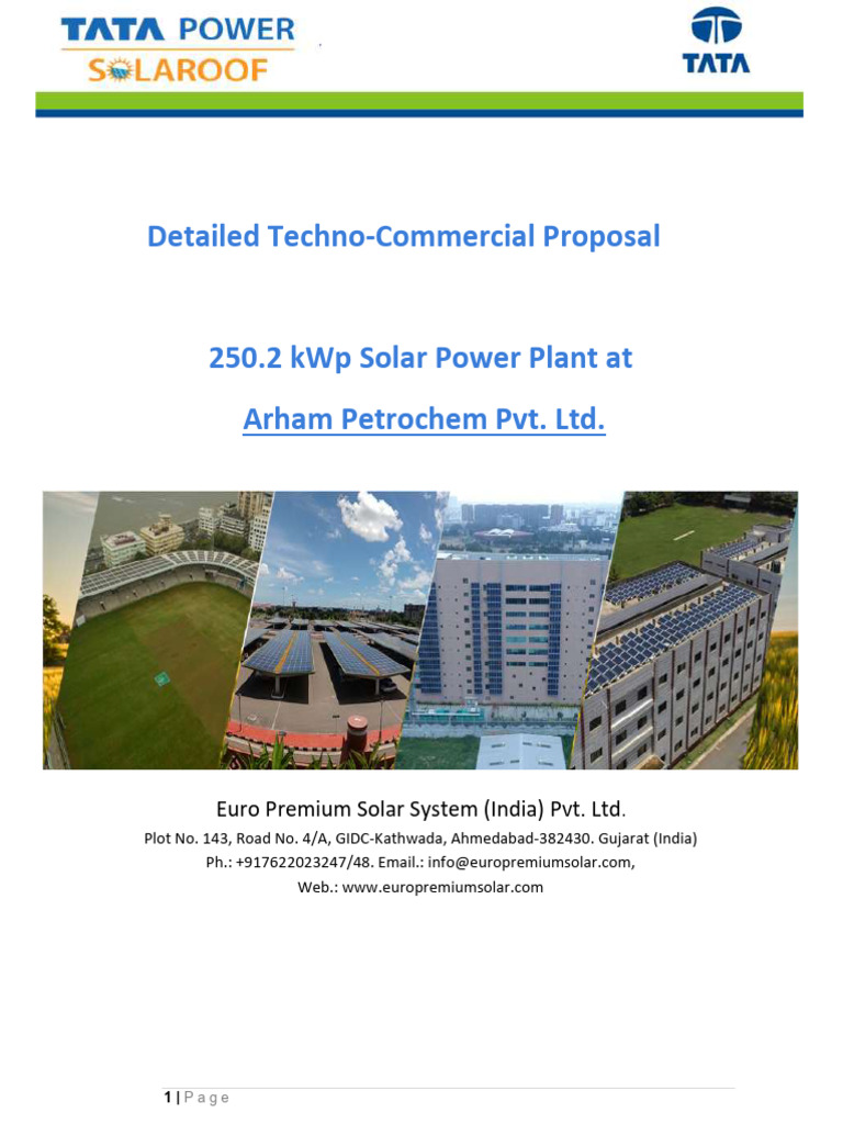 Techno-Commercial Solar Proposal for Arham | PDF | Solar Power ...