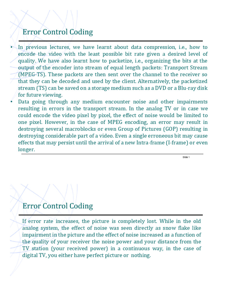 Data Compression and Error Correction in MPEG-TS | PDF | Internet ...