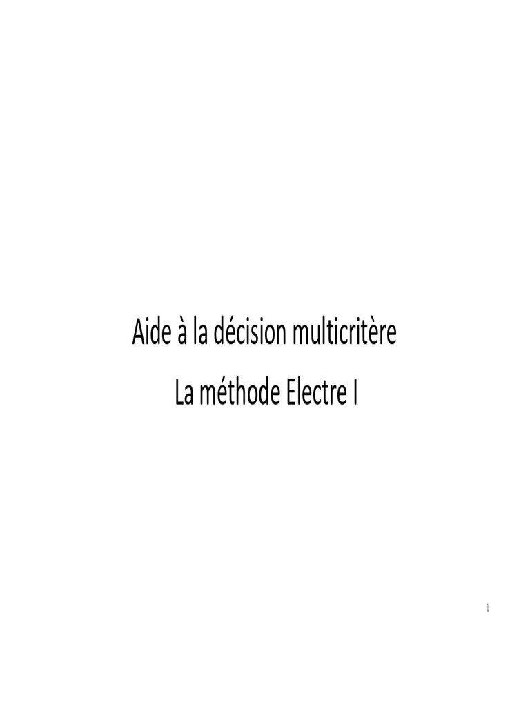 Méthode Electre I en décision multicritère | PDF | Analyse numérique ...