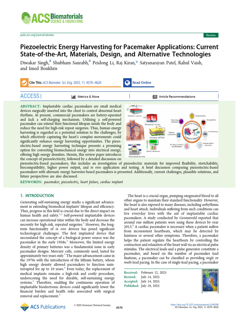 Piezoelectric Pacemakers: Energy Harvesting Insights | PDF | Energy ...