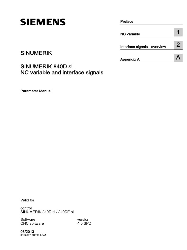 SINUMERIK 840D sl Parameter Manual | PDF | Safety | Scope (Computer ...