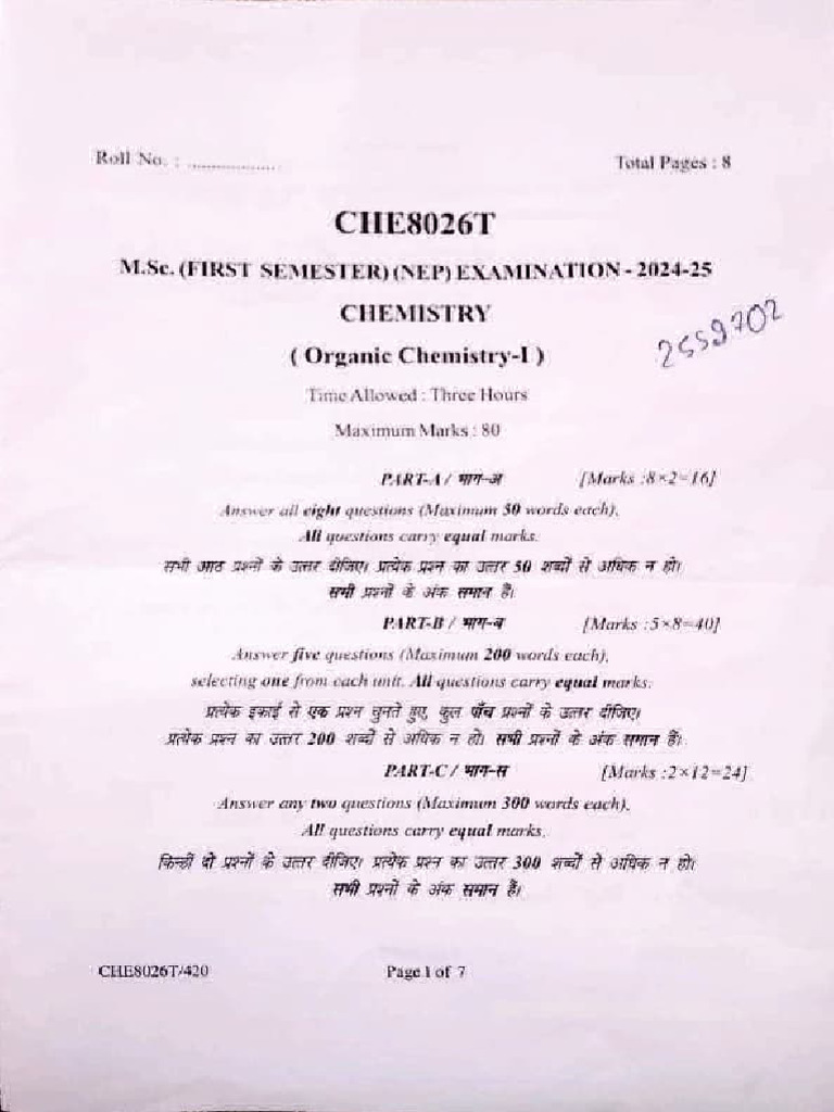 Organic Chemistry Msc 1 Sem | PDF | Chemical Reactions | Organic Chemistry
