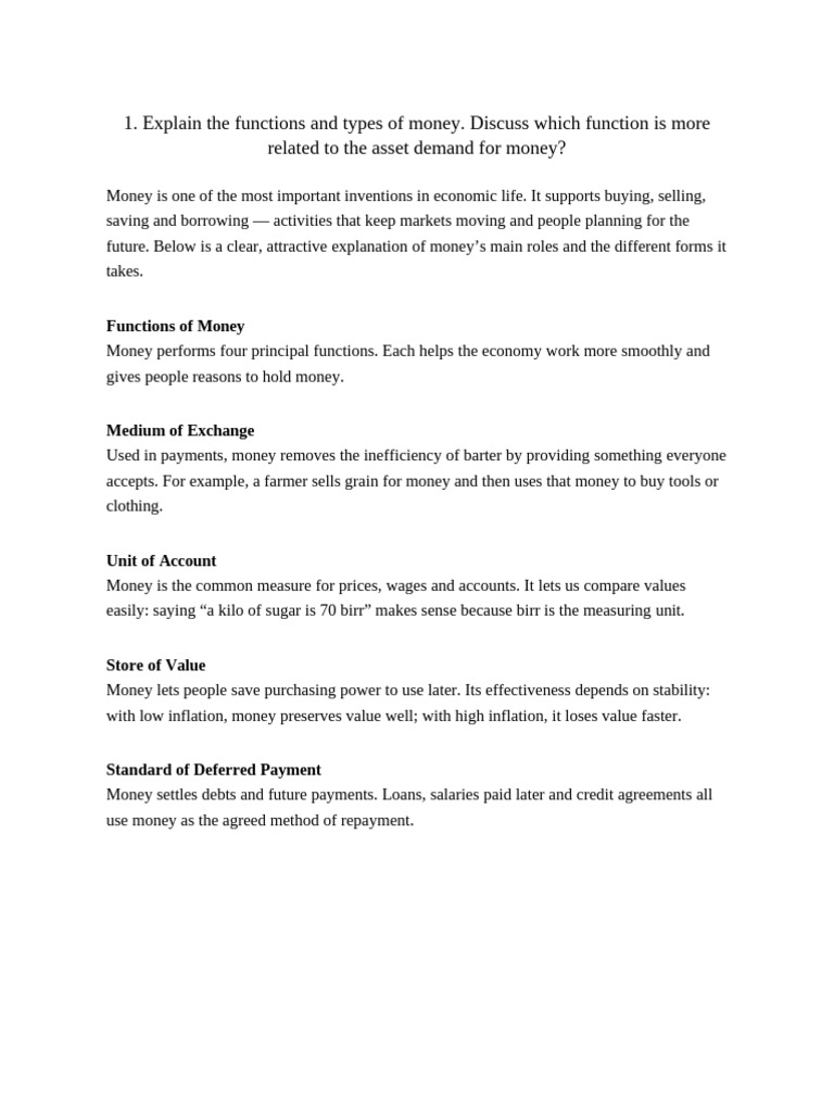 Functions and Types of Money Explained | PDF | Money | Political Economy