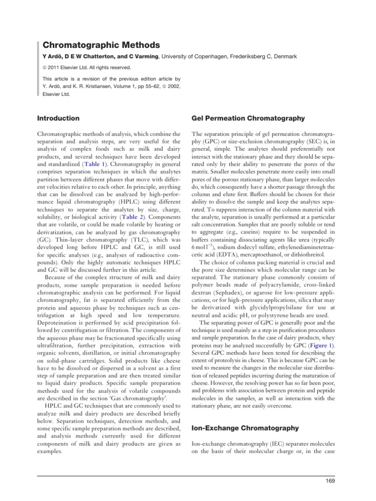 Chromatographic Techniques for Dairy Analysis | PDF | High Performance ...