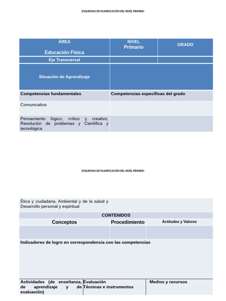 Esquema de Planificacion Nivel Primario Unidad de Aprendizaje | PDF