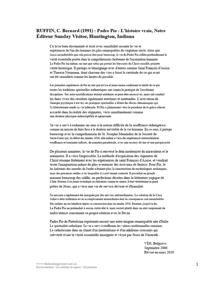 Vie et mystères du Padre Pio | PDF | Vision (religion) | Dieu