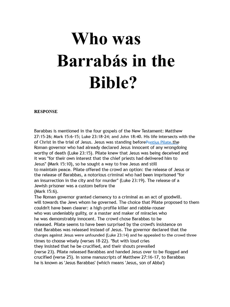 Understanding Barabbas in the Bible | PDF | Barabbas | Jesus