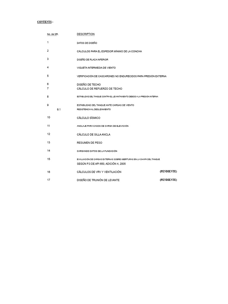 Diseño y Cálculos de Tanques API 650 | PDF | Pascal (Unidad) | Presión
