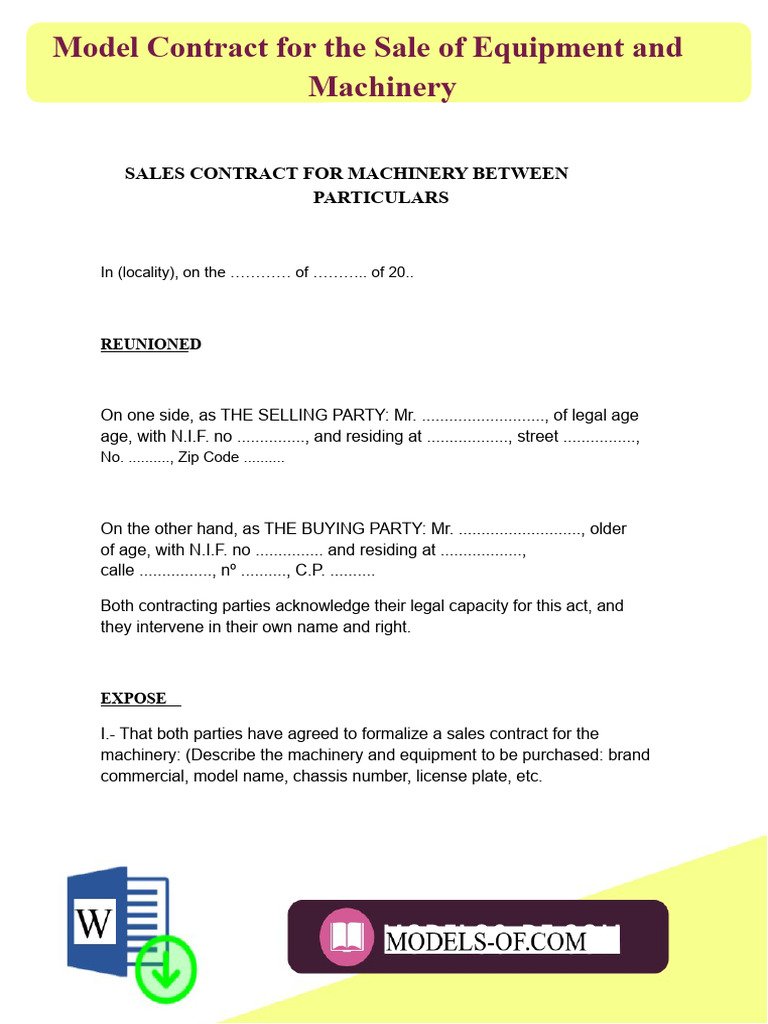 Sales Contract for Machinery Purchase | PDF | Sales | Civil Law (Legal ...