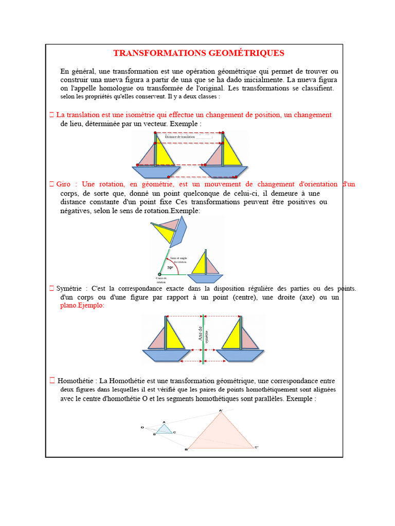 Types de transformations géométriques | PDF | Rotation | Physique ...