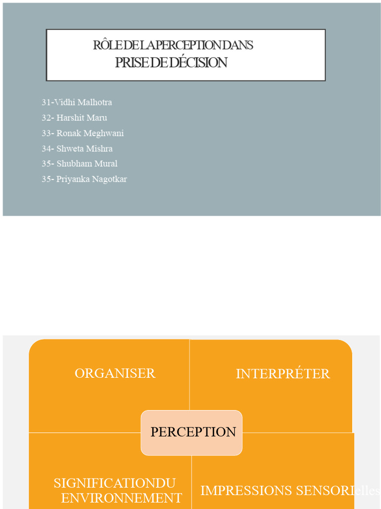 Perception et Prise de Décision en Entreprise | PDF | Stéréotypes | la ...