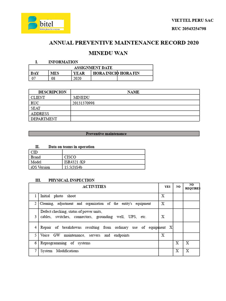 Preventive Maintenance Report | PDF | Computer Network | Computer Science