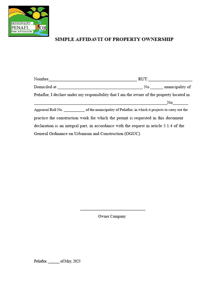 Simple Sworn Statement of Property Ownership | PDF