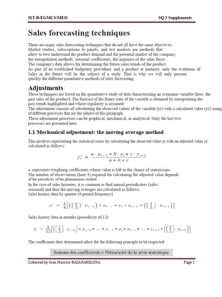 Sales Forecasting Techniques Explained | PDF | Forecasting | Statistics