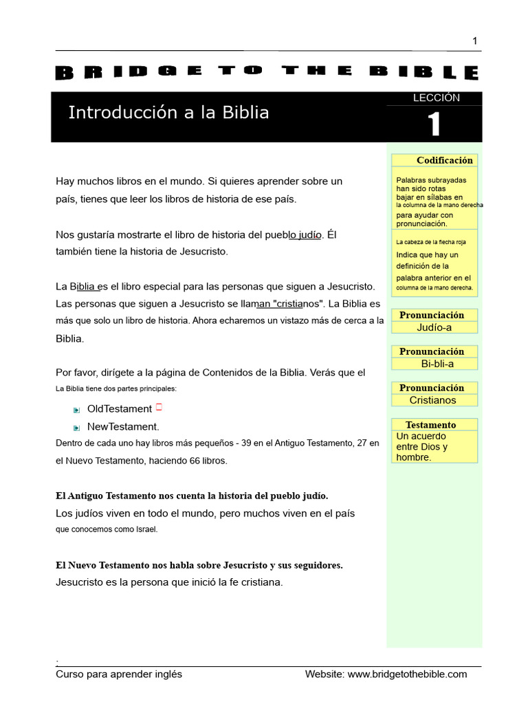 Curso de Inglés A Través de La Biblia | PDF | Capítulos Y Versículos De ...