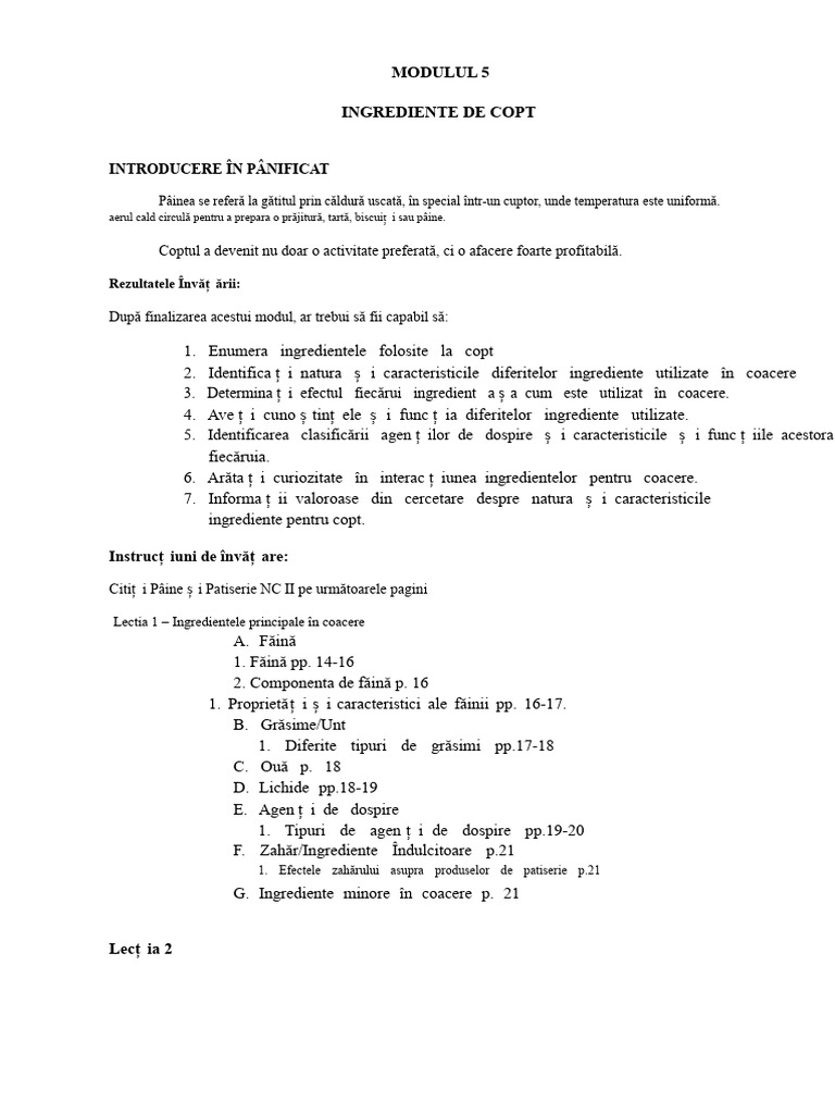 HM 8 MODULUL 5 Ingrediente Pentru Coacere | PDF