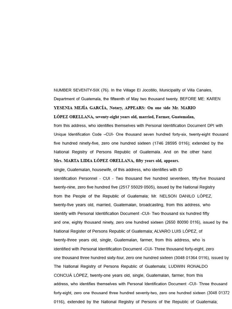 Voluntary Partition of Real Estate in Guatemala | PDF | Guatemala ...