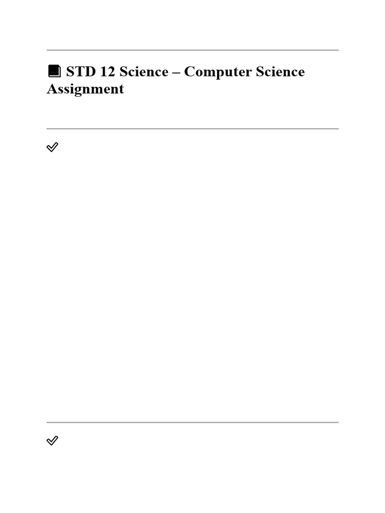 Computer Science Assignment for STD 12 | PDF | Python (Programming ...