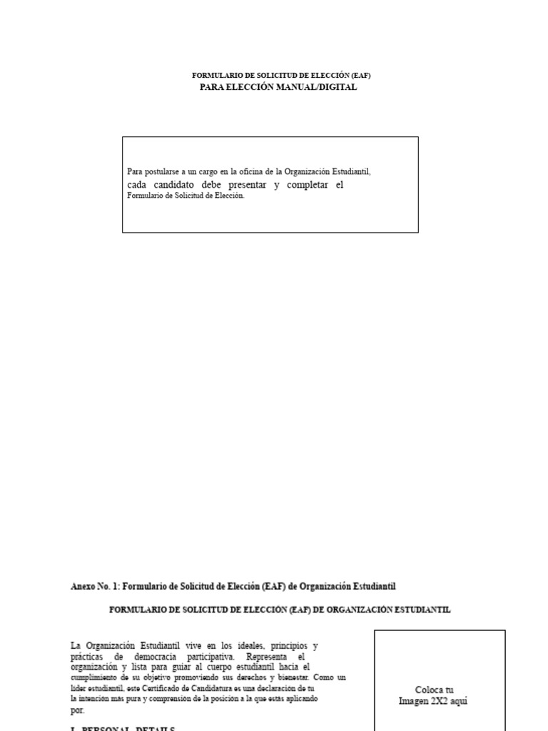 Formulario de Solicitud de Elección EAF | PDF