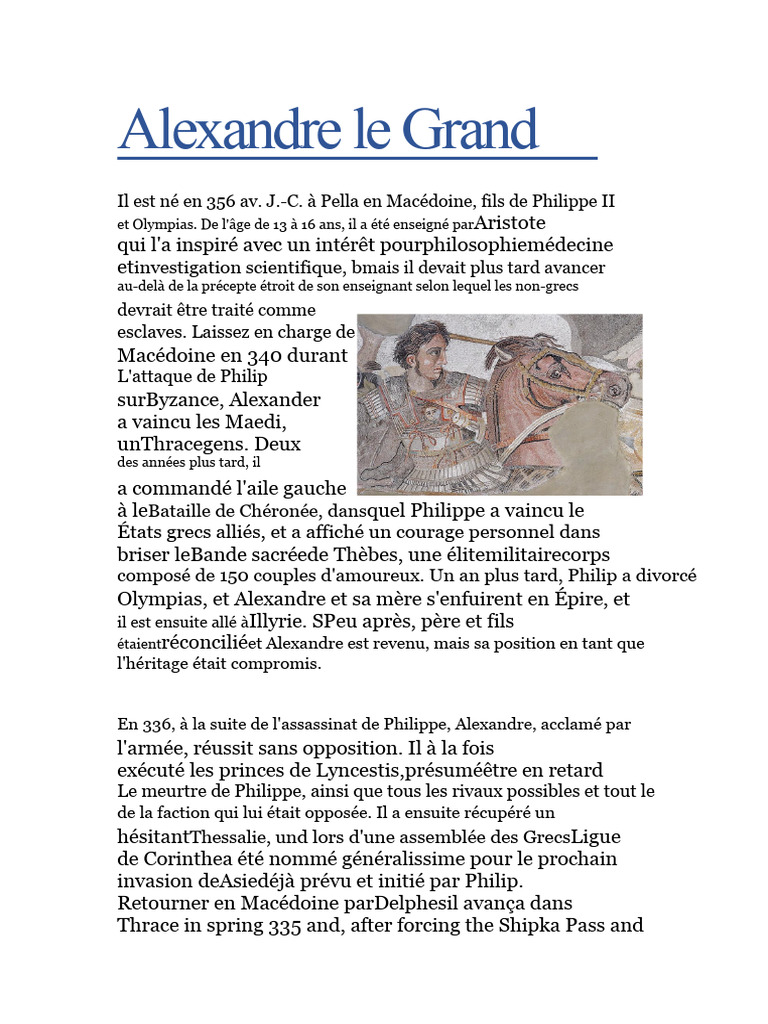 Alexandre le Grand : Vie et conquêtes | PDF | Alexandre le Grand ...