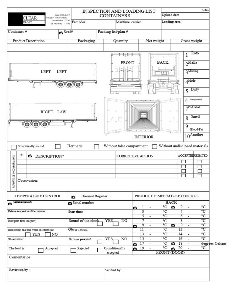Format - Container or Truck Inspection | PDF