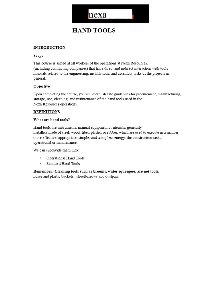 hand tools | PDF | Drill | Risk Assessment