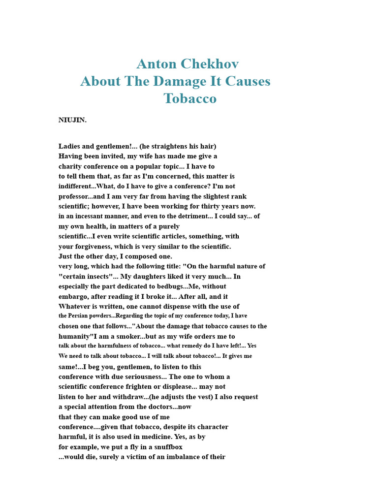 Chekhov's Conference on Tobacco Harm