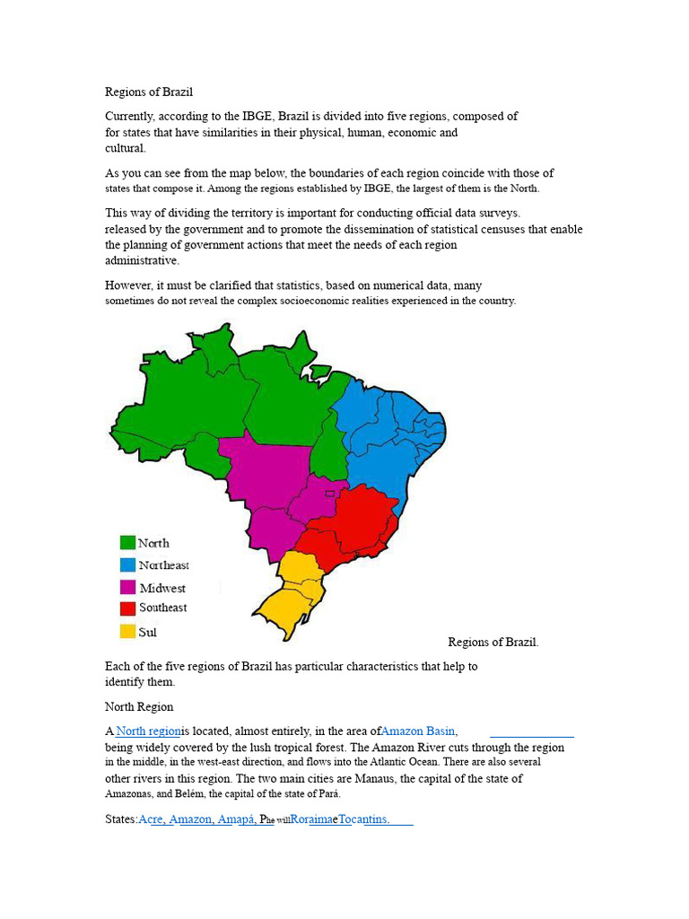 Overview of Brazil's Five Regions | PDF | Brazil | Physical Geography