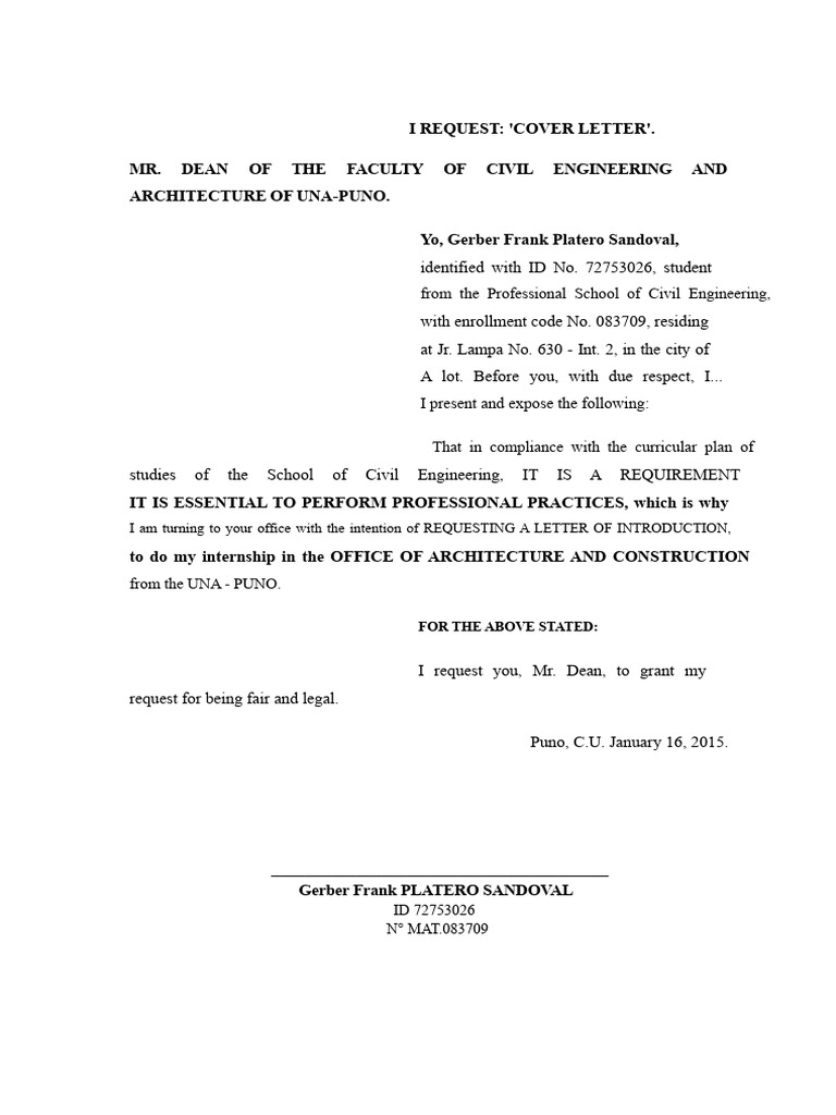 Request for Cover Letter 1 - Copy | PDF